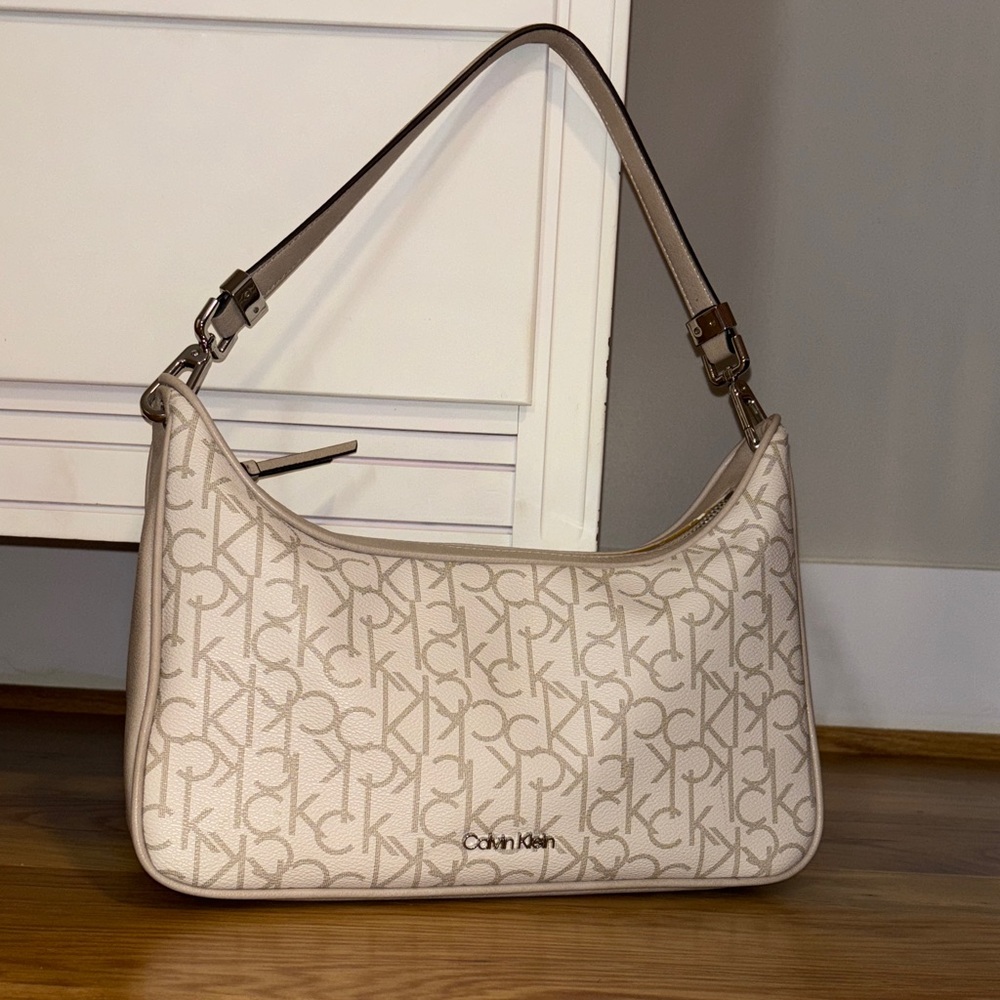 Calvin Klein Beige Monogram Shoulder Bag